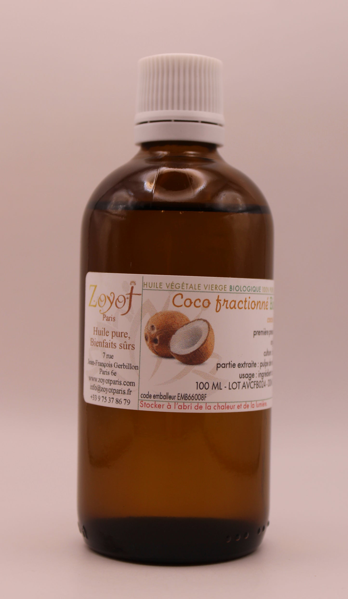 Huile Végétale BIO de Coco Fractionné – 100 ml