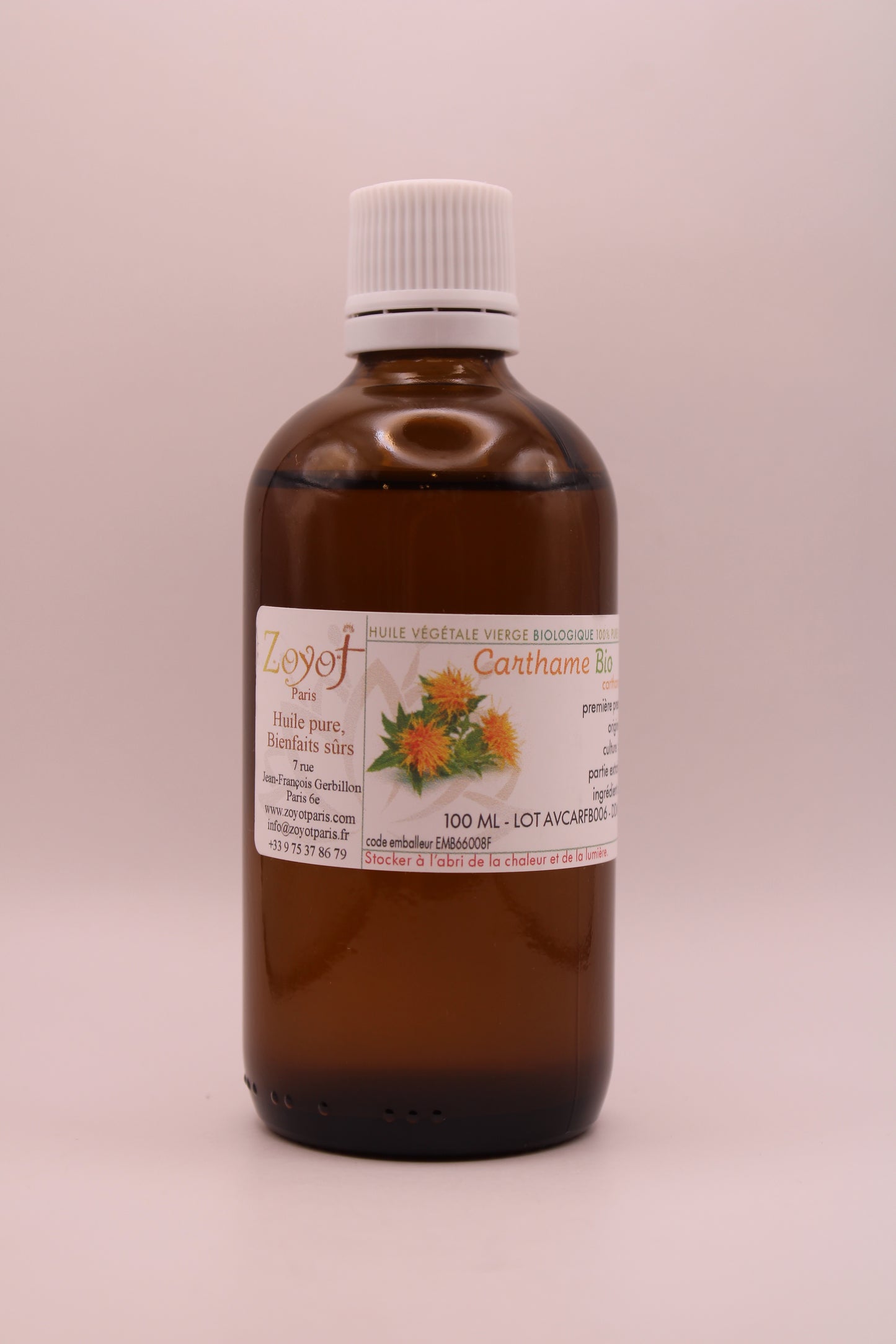 Huile Végétale de Carthame – 100 ml