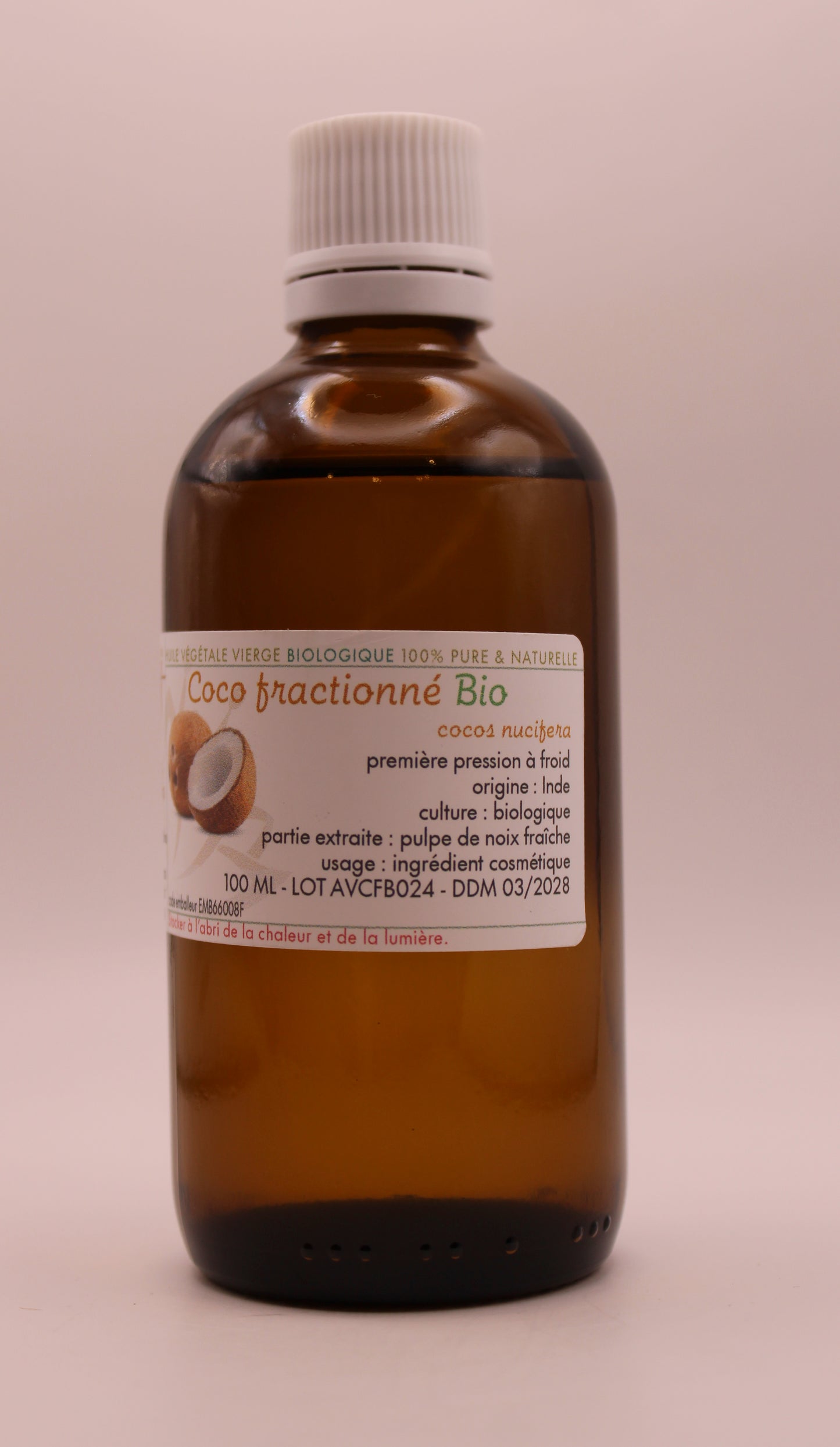 Huile Végétale BIO de Coco Fractionné – 100 ml