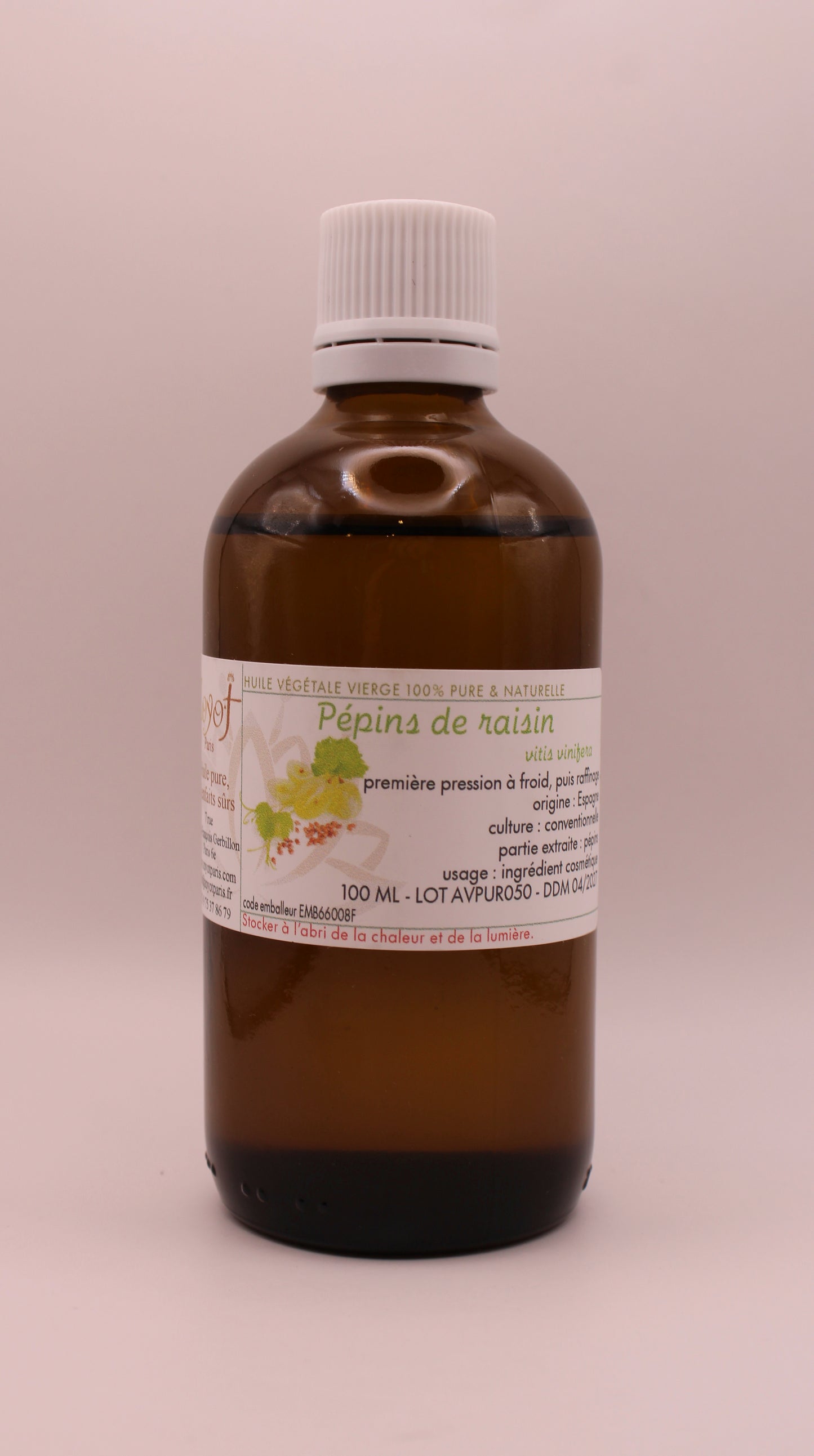 Huile Végétale BIO de Pépins de Raisin