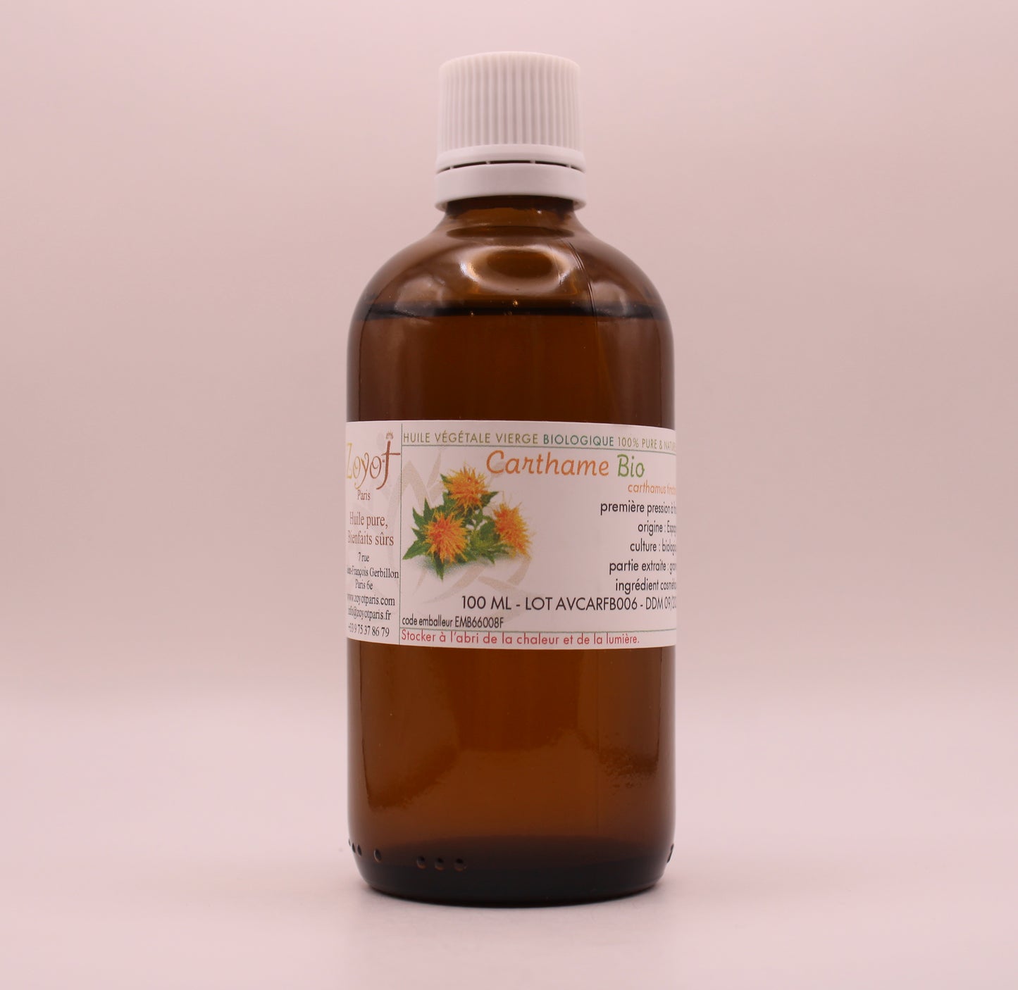 Huile Végétale de Carthame – 100 ml